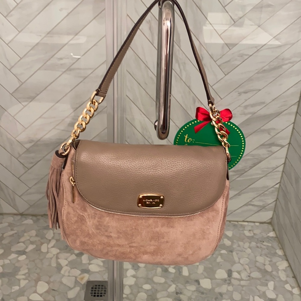 Michael Kors leather&suede purse with chain detail